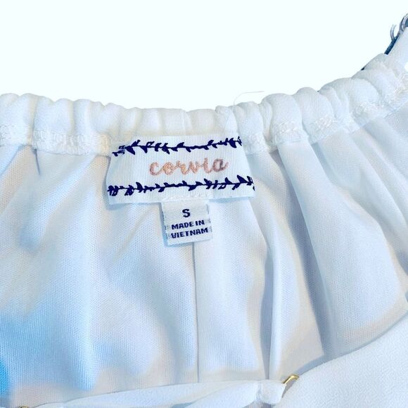 Corvia Women’s Semi Sheer Sleeveless White Criss Cross Tank Top Size Small - Picture 4 of 6